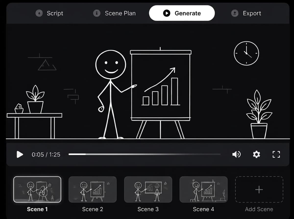 TenStick product preview: script-to-video generation workspace